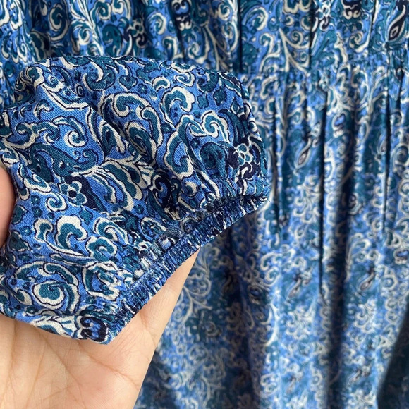 NWT Boden pleated Peplum Blue Print Long Sleeve Mini Dress Size 16-18 - Picture 3 of 11